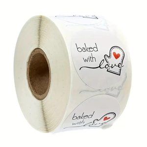 NEW 500 Stickers Baked with Love Kraft Paper Oven Mitt Stickers - White